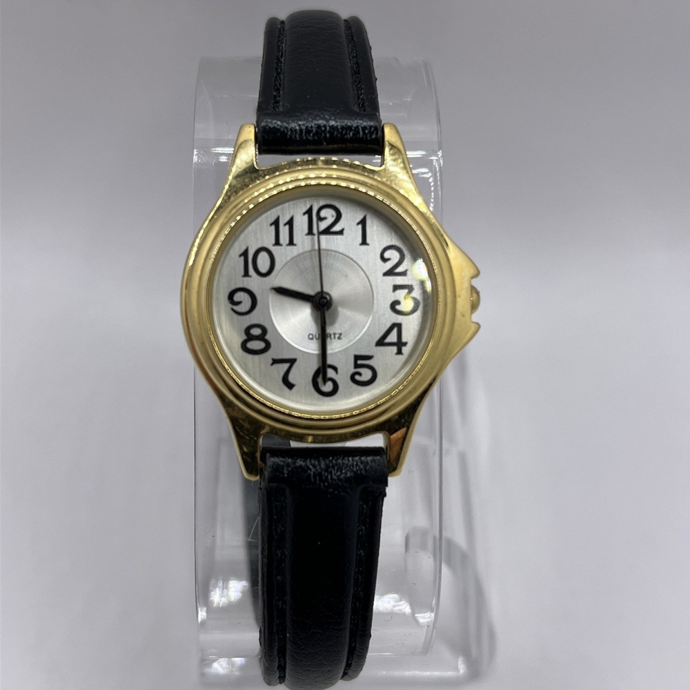 MZ Berger Women's Quartz Watch Gold 27mm Case Black Band- New Battery